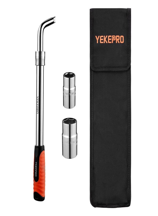 YEKEPRO Extendable Lug Wrench with Flip Sockets, 4-in-1 Telescoping Tire Tool Set, 6 Position Adjustable 15.2" to 20.7", Includes 17/19mm & 21/22mm CR-V Sockets for Most Cars & SUVs - W12004 - Image 1